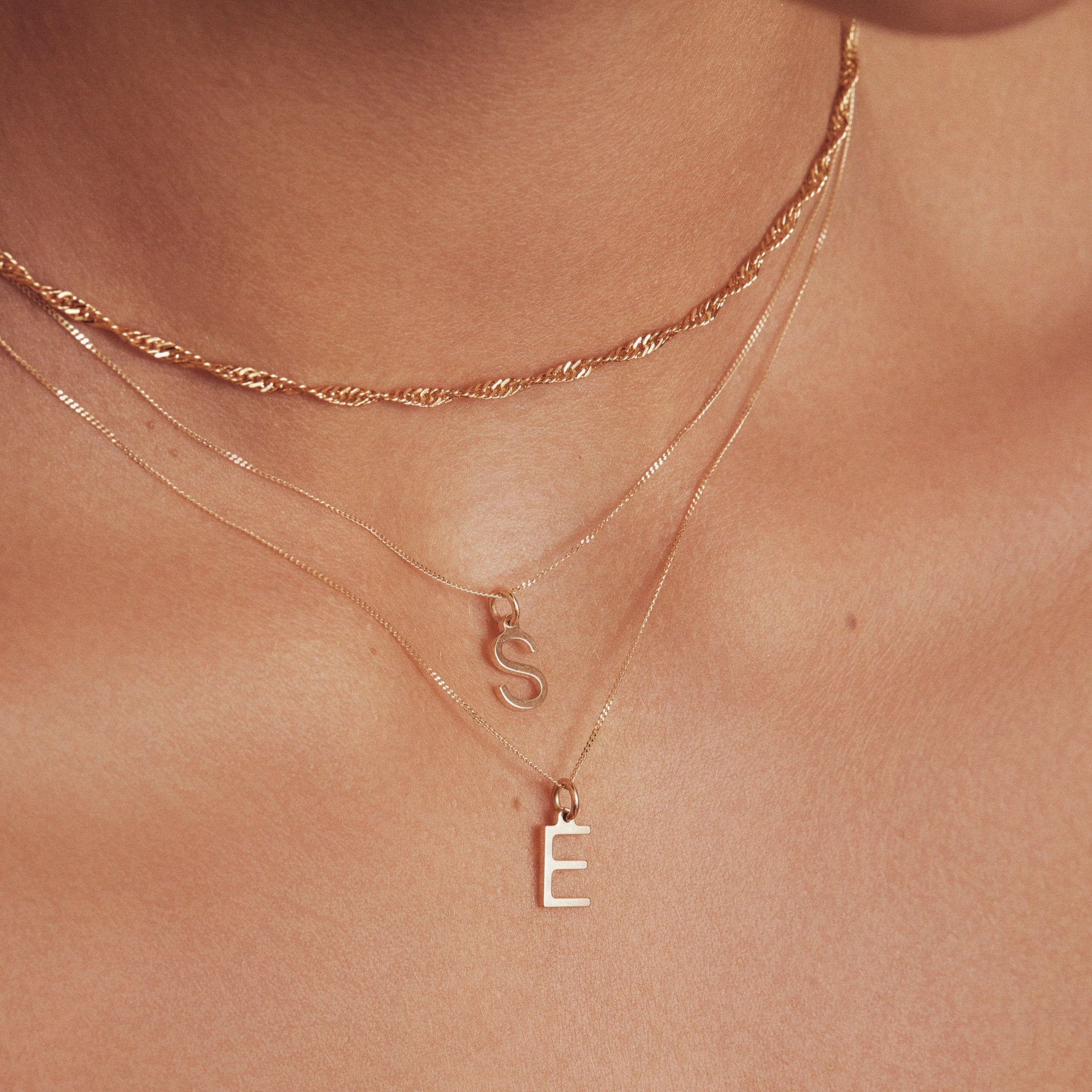 Solid White Gold Initial Letter Necklace