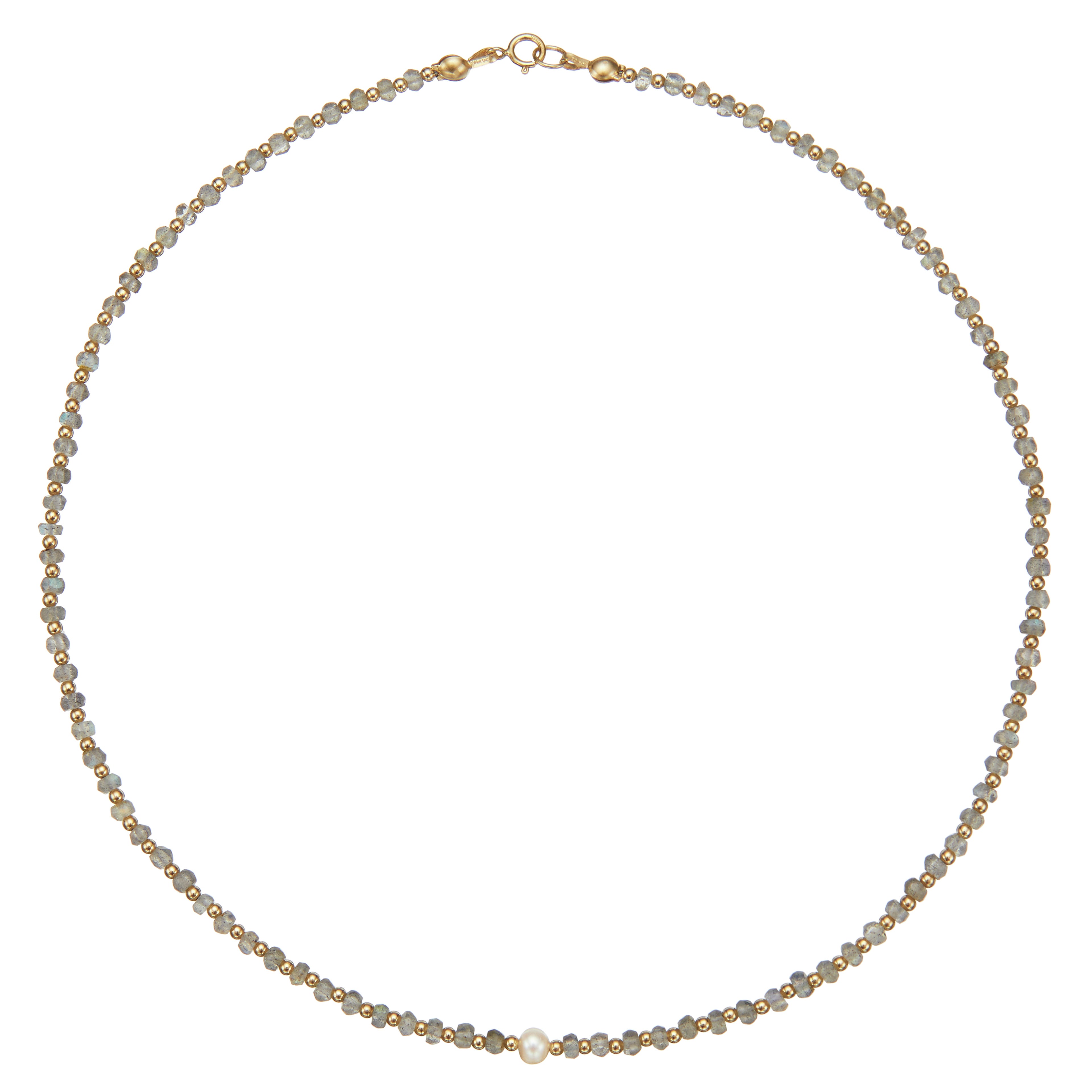 Gold labradorite gemstone choker on a white background