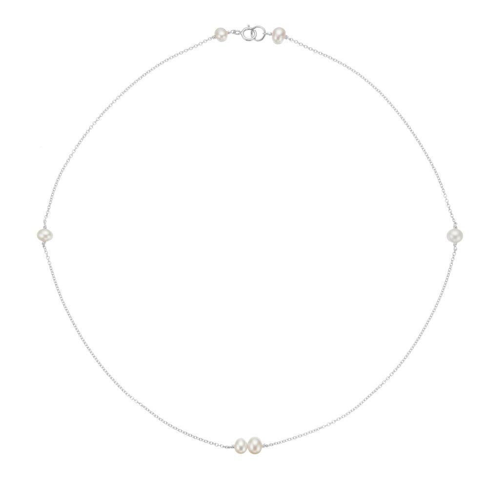 Solid White Gold Six Pearl Choker