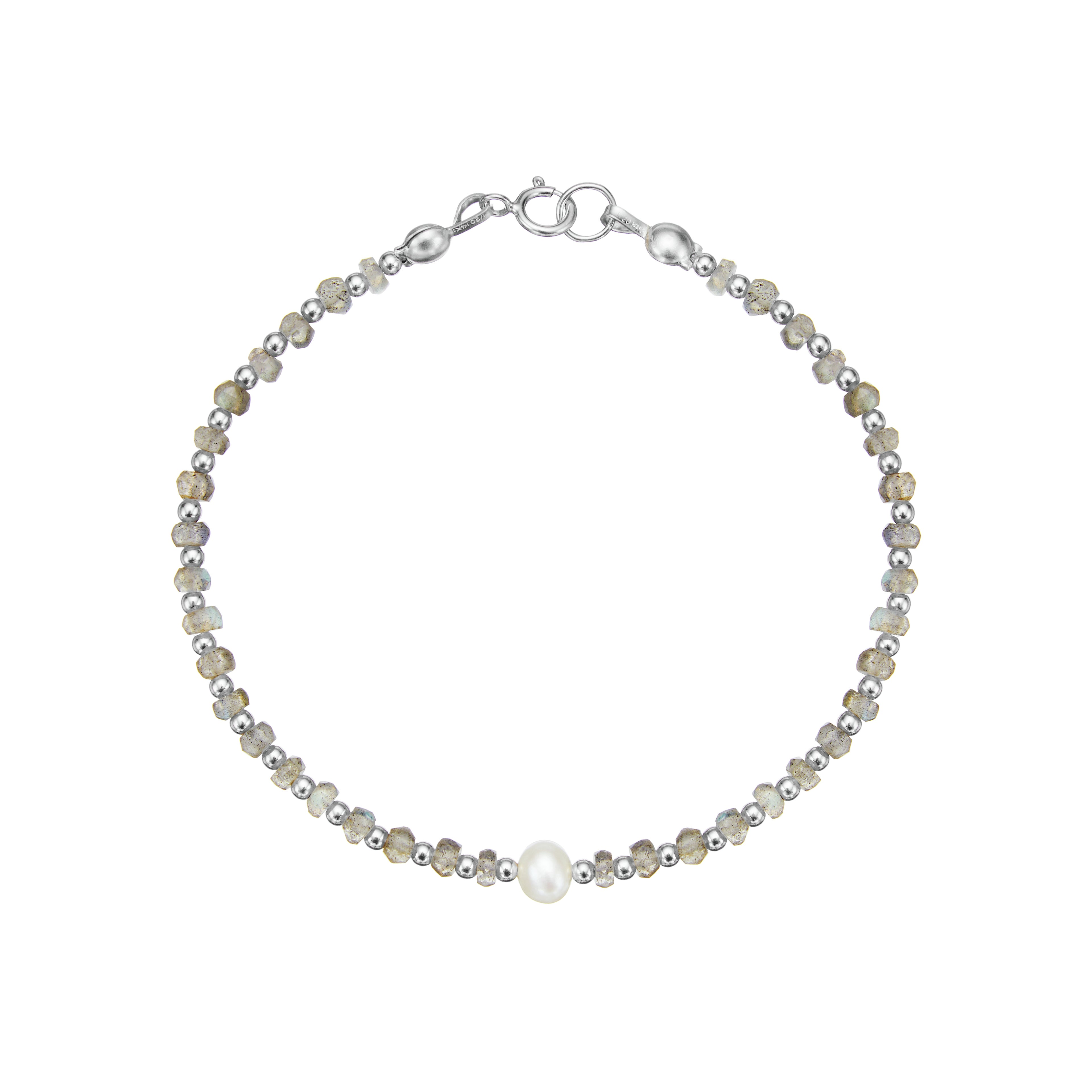 Silver Labradorite Gemstone Bracelet