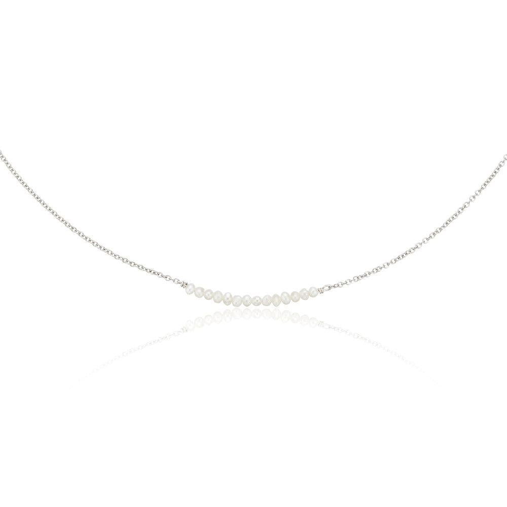 White Gold Small Pearl Cluster Choker