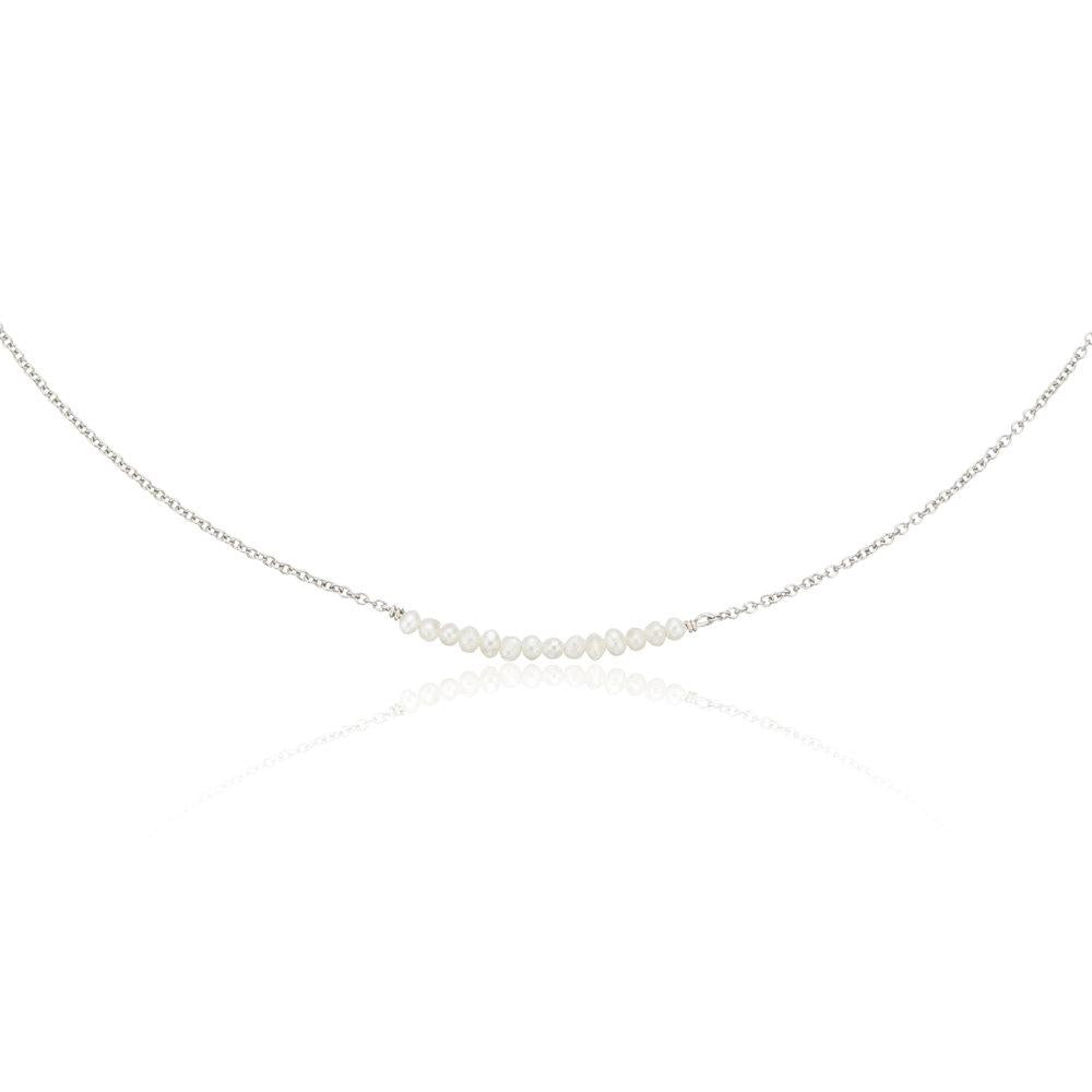 Solid White Gold Small Pearl Cluster Choker