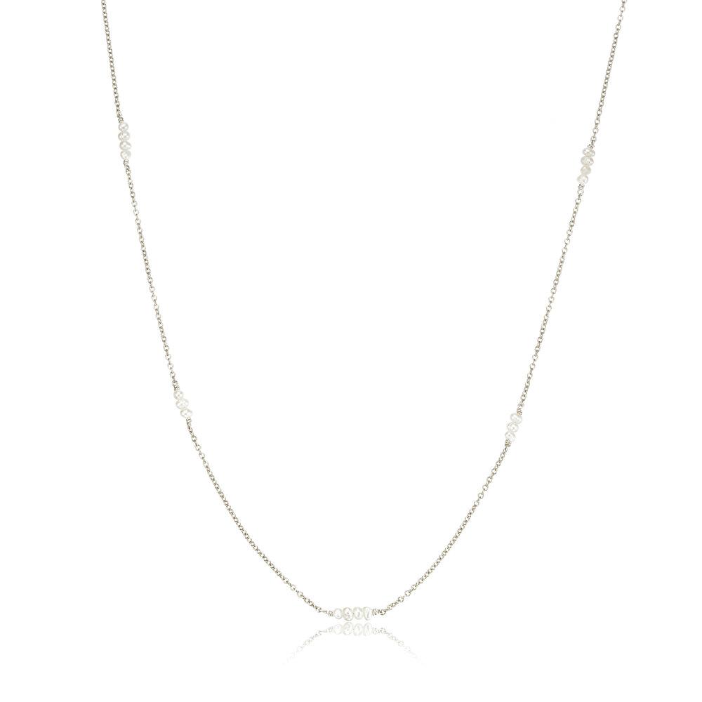 White Gold Mini Pearl Necklace