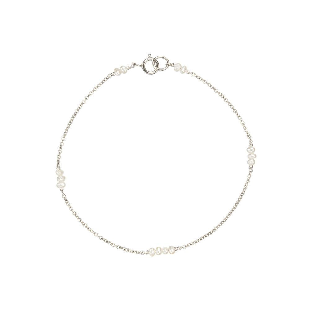 Solid White Gold Mini Pearl Bracelet