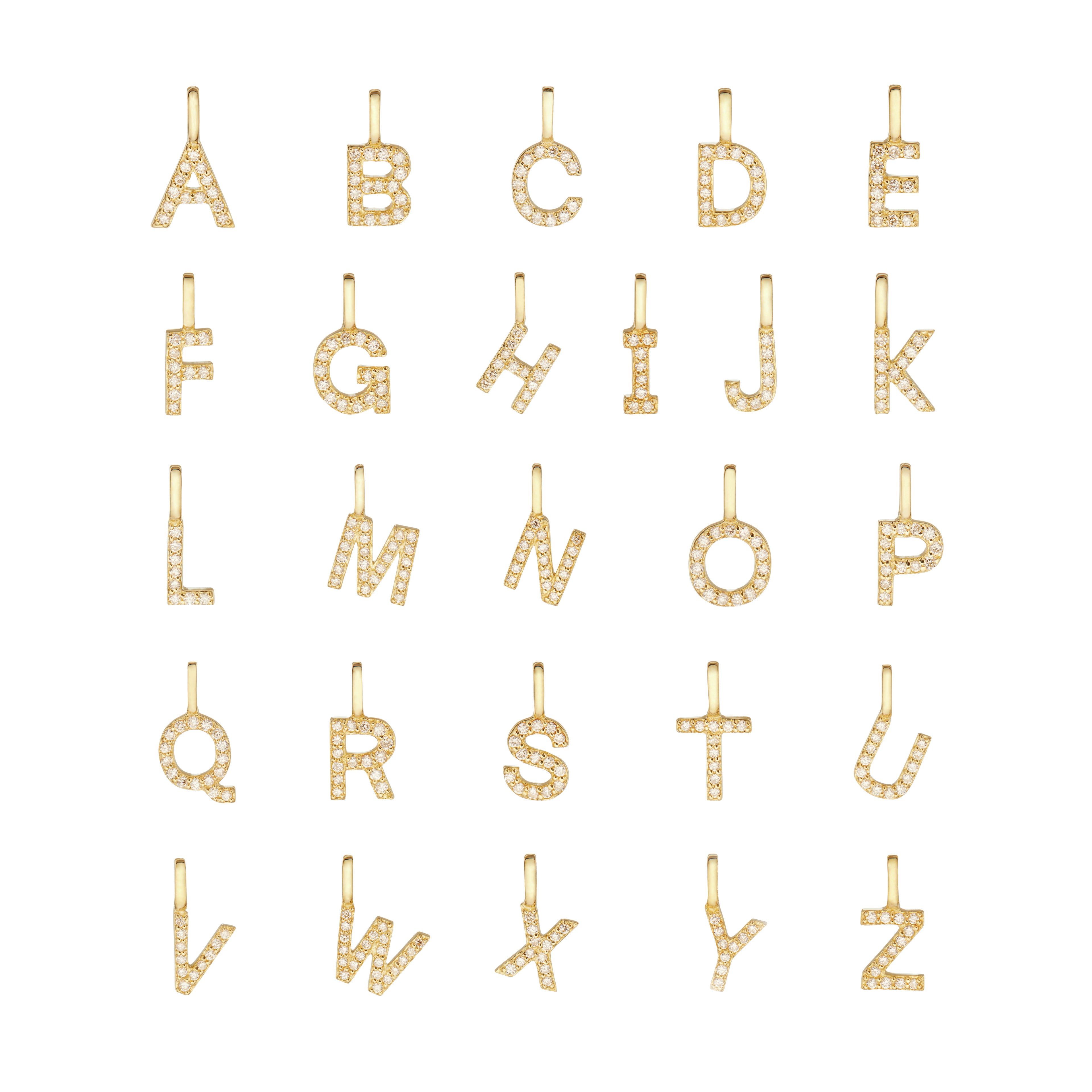Solid Gold Genuine Diamond Initial Letter Necklace