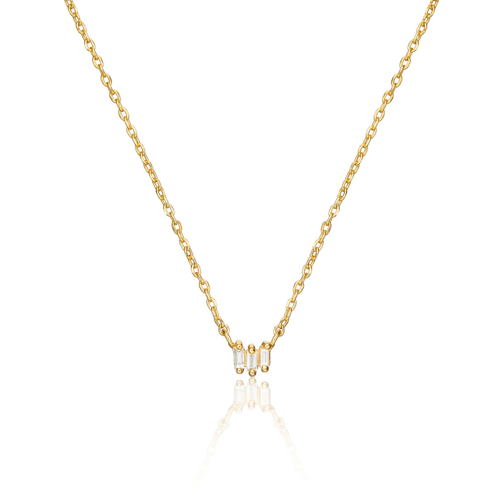 Iconic Triple Baguette Crystal Studs in Gold-Tone