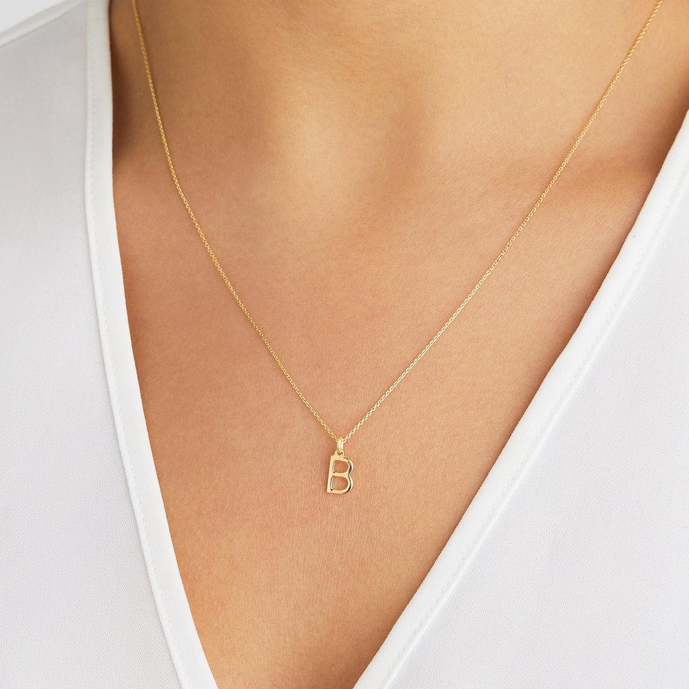 Solid White Gold Initial Letter Necklace