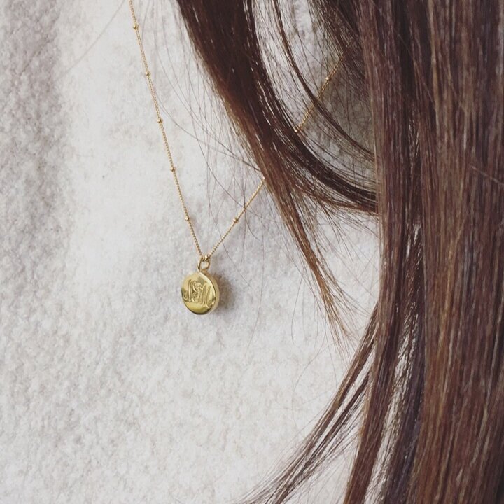 Silver Large Engraved Disc Necklace