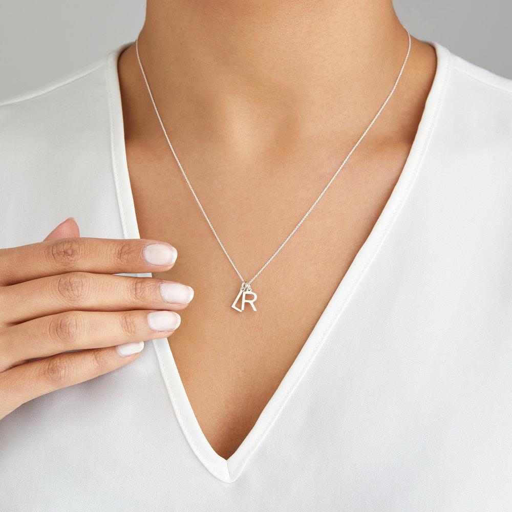 Solid White Gold Initial Letter Necklace