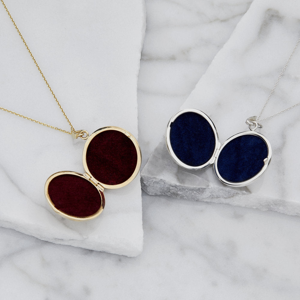 Solid Gold Large Round Locket Necklace