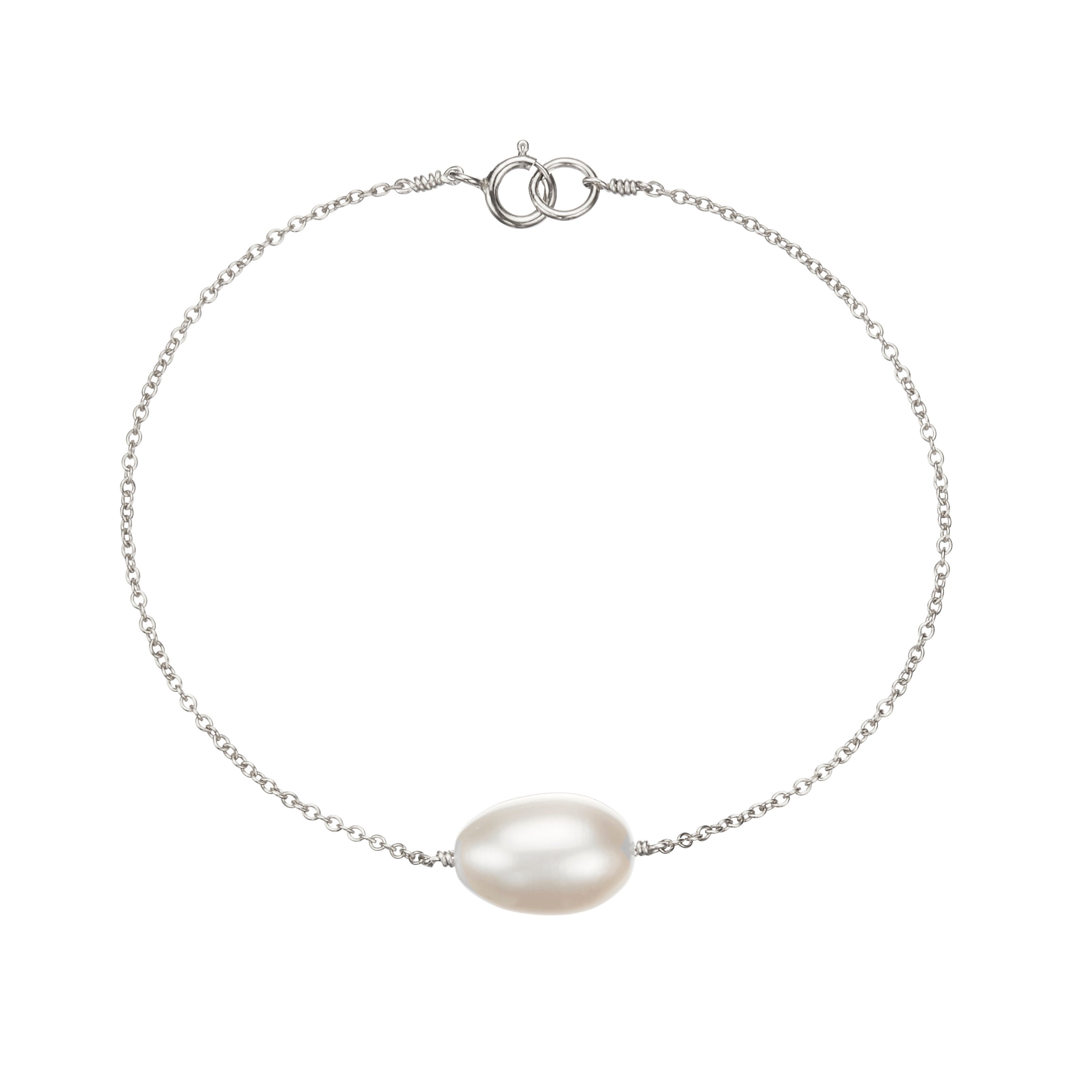 Silver Large Pearl Bracelet