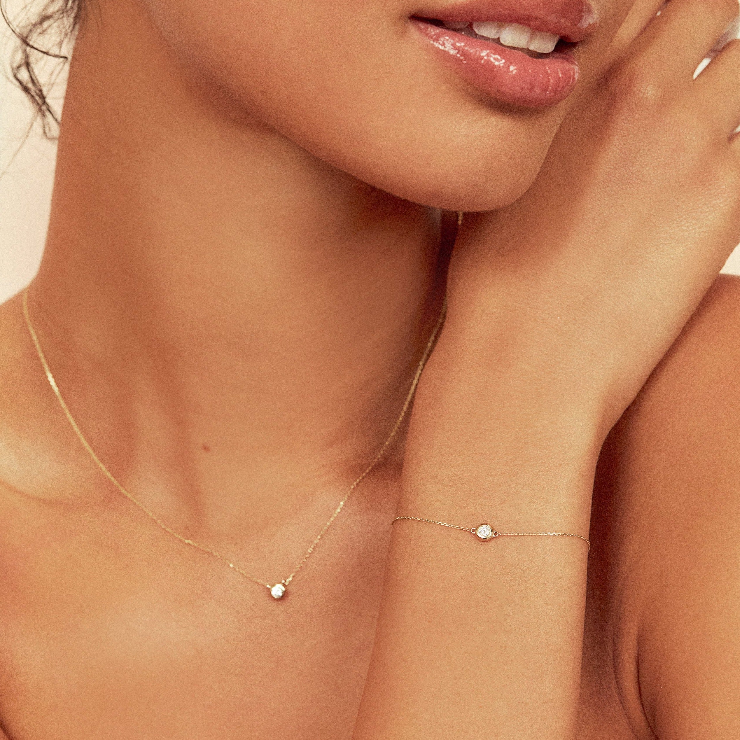 Solid Gold Floating Diamond Bracelet