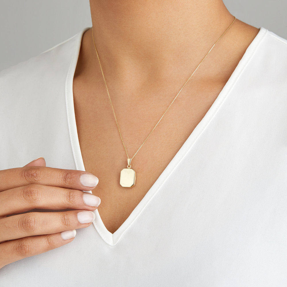 Solid Gold Small Square Locket Necklace