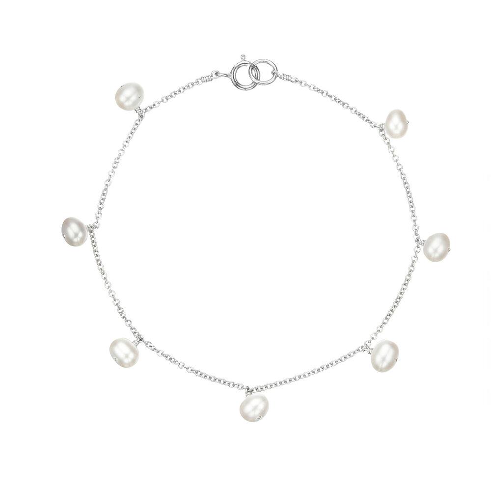 White Gold Pearl Drop Bracelet