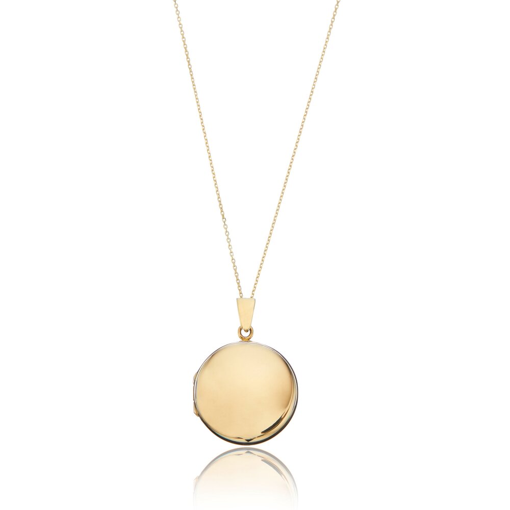 Solid Gold Large Round Locket Necklace