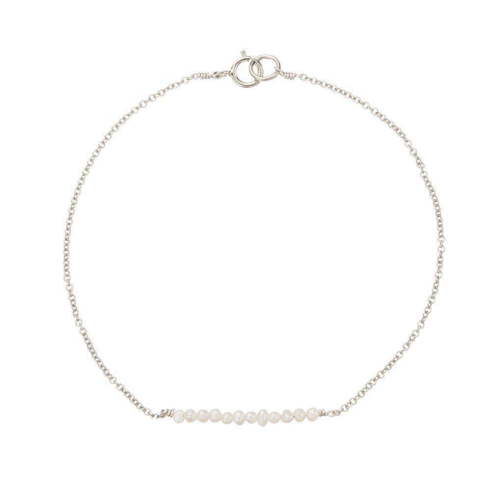 Solid White Gold Small Pearl Cluster Bracelet