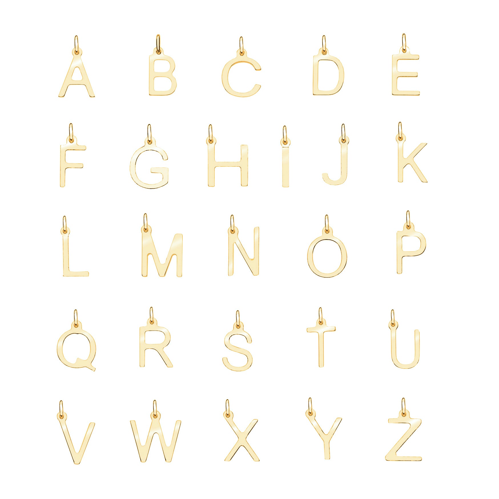 Solid Gold Initial Letter Necklace