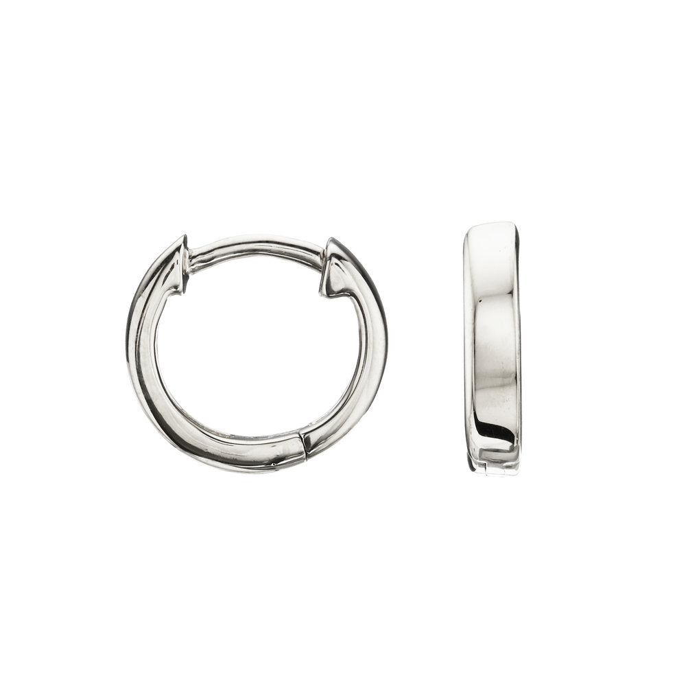 Silver Plain Huggie Hoop Earrings