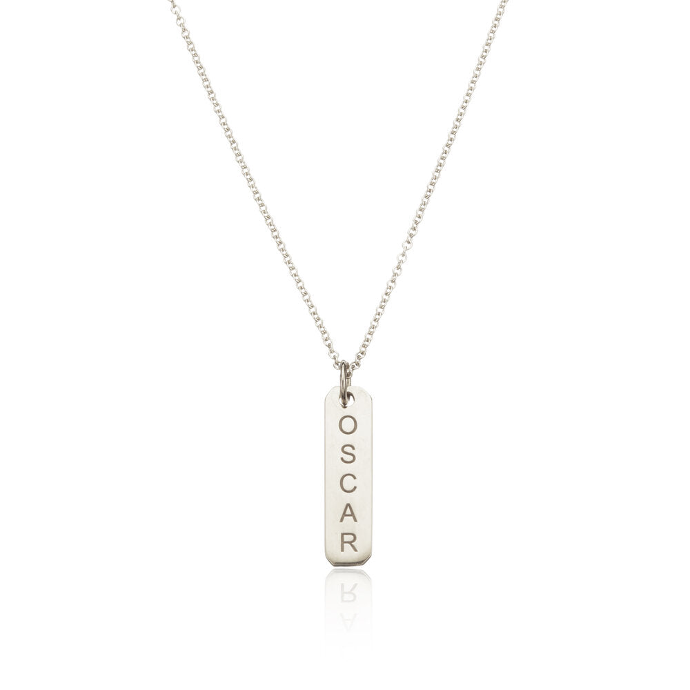 Silver Personalised Bar Necklace