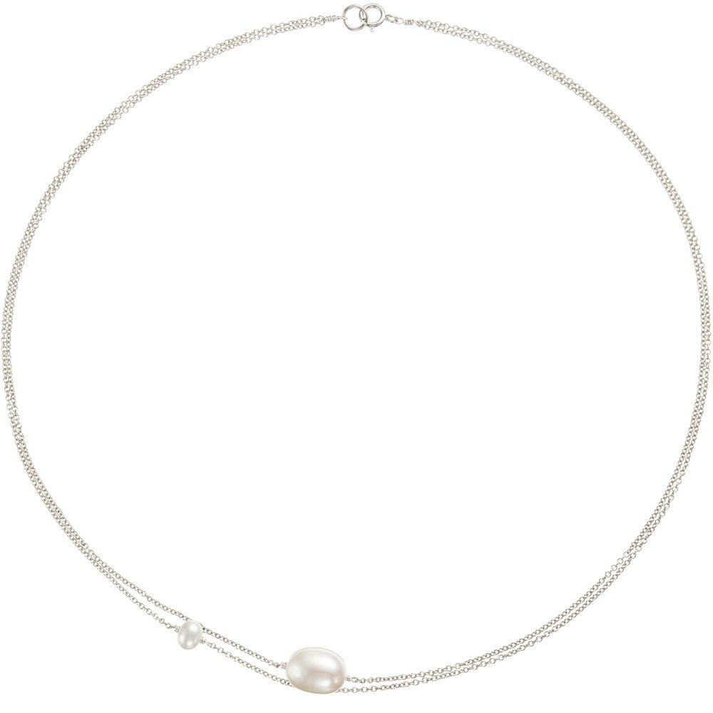 Silver Layered Large and Small Pearl Choker