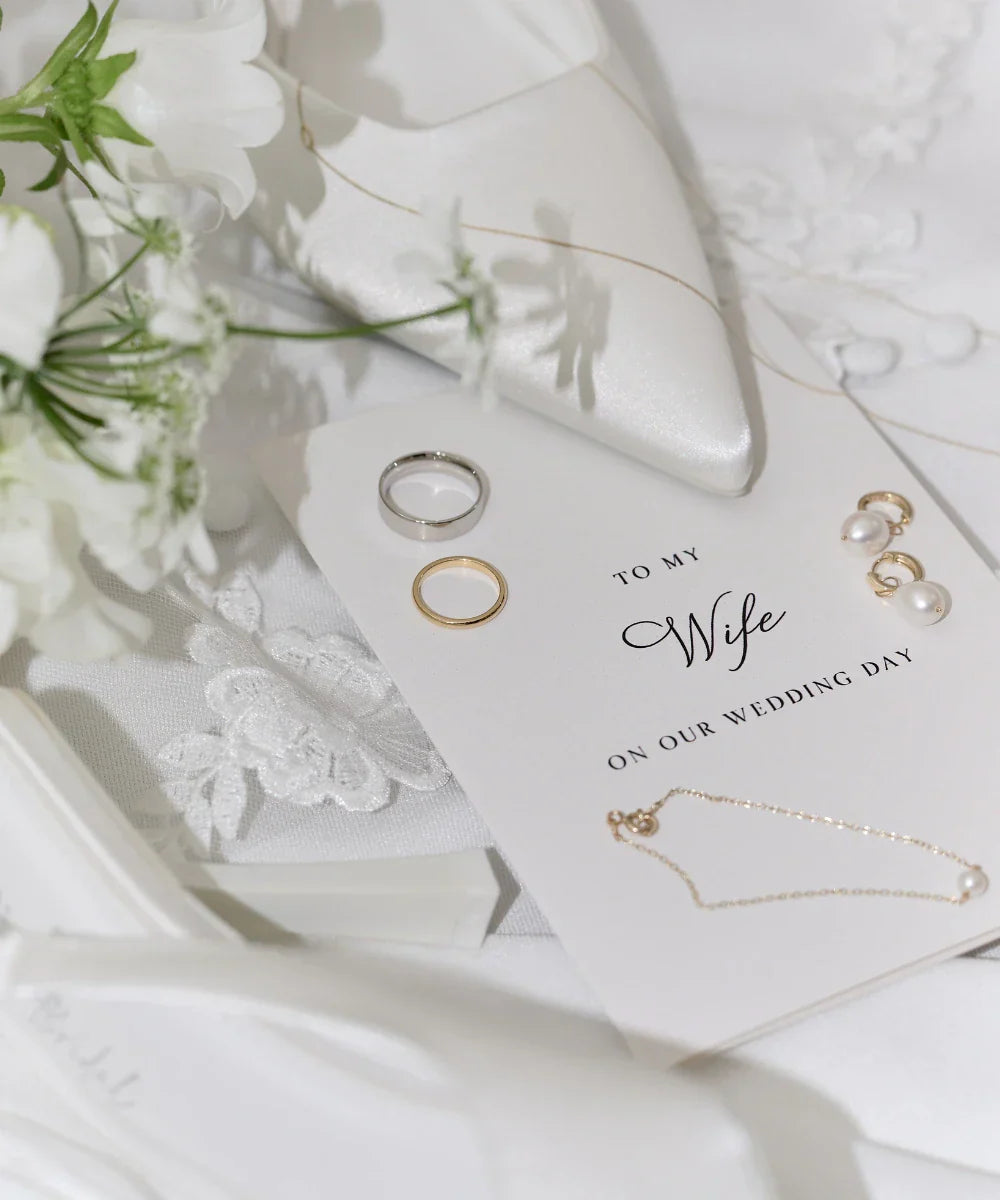 Flat lay of LILY & ROO bridal jewellery