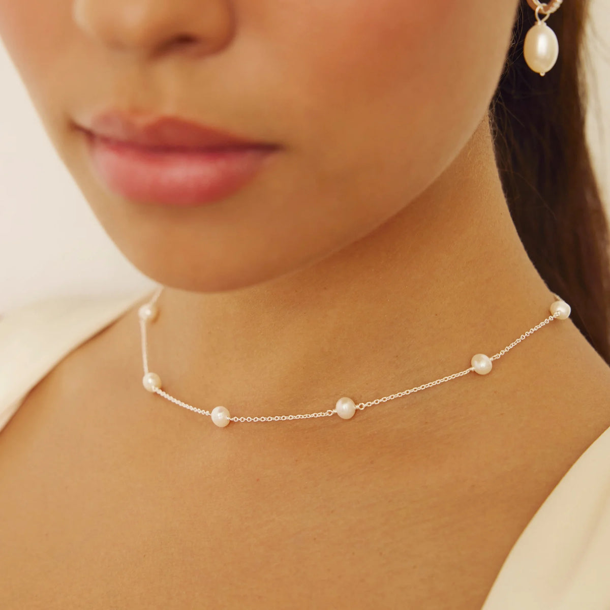 Silver Ten Pearl Choker