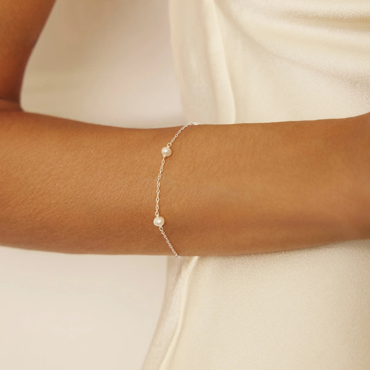 Silver Five Pearl Bracelet