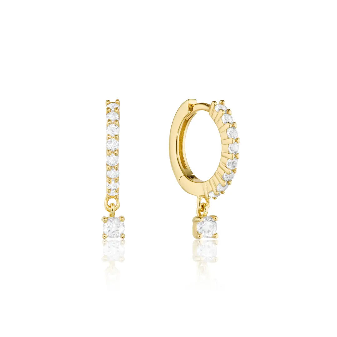 Gold Diamond Style Square Drop Earrings