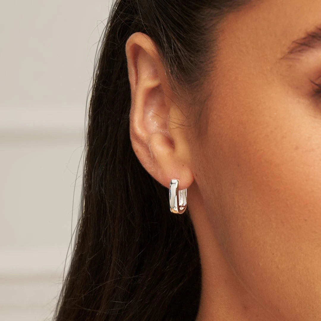 Silver Thick Squared Hoop Earrings