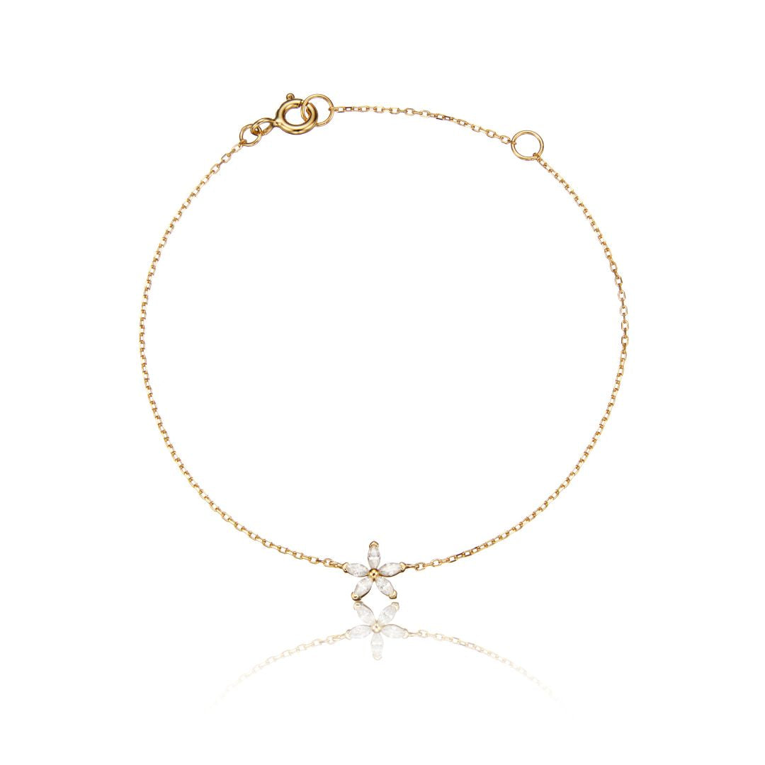 Gold Diamond Style Flower Bracelet