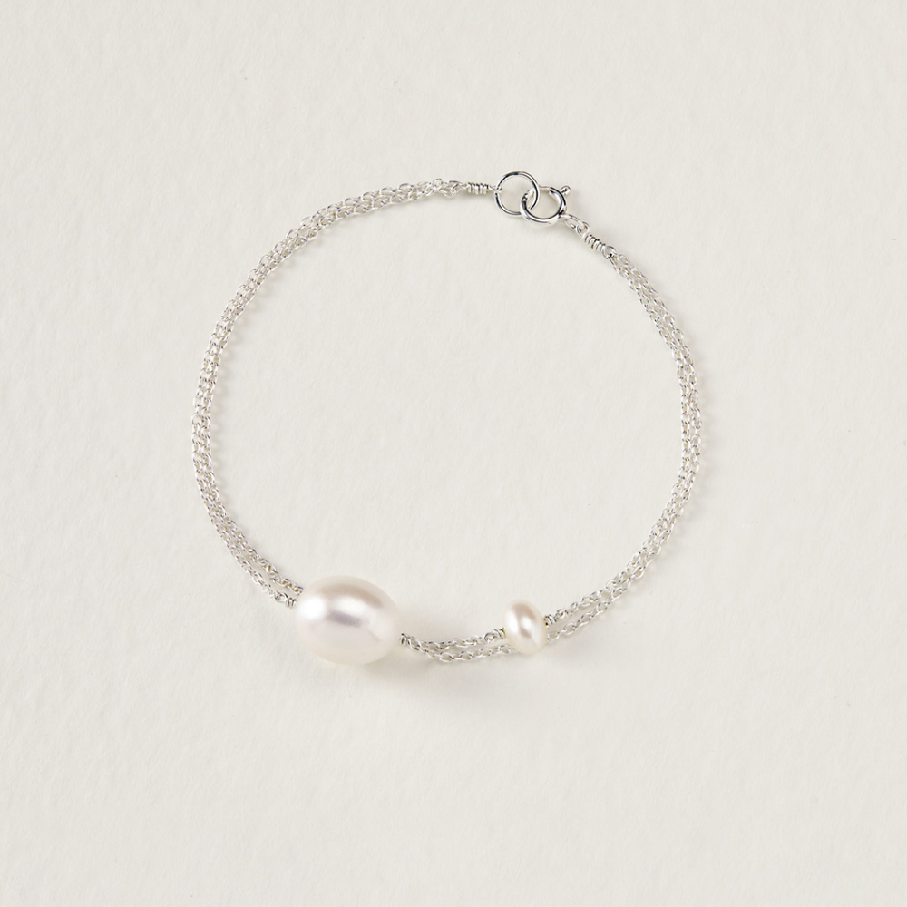 Silver Layered Large and Small Pearl Bracelet – Lily & Roo