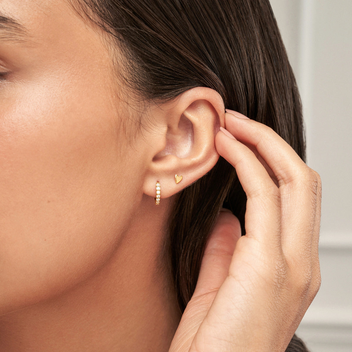 Gold Tiny Heart Stud Earrings