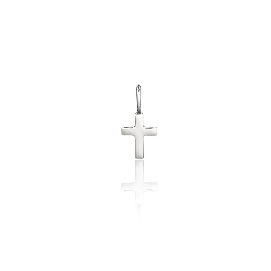 Solid White Gold Individual Tiny Cross Charm