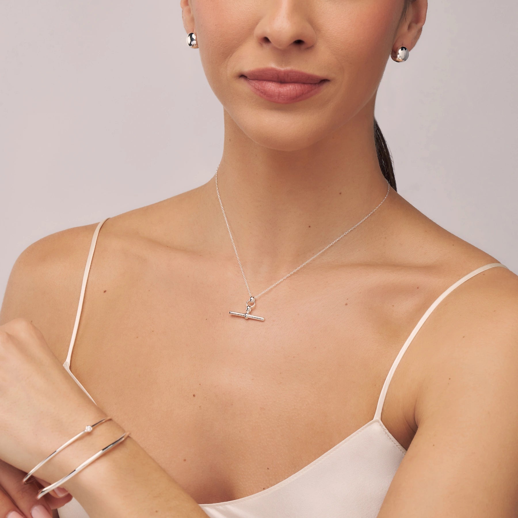 Silver Dome Ball Huggie Hoop Earrings