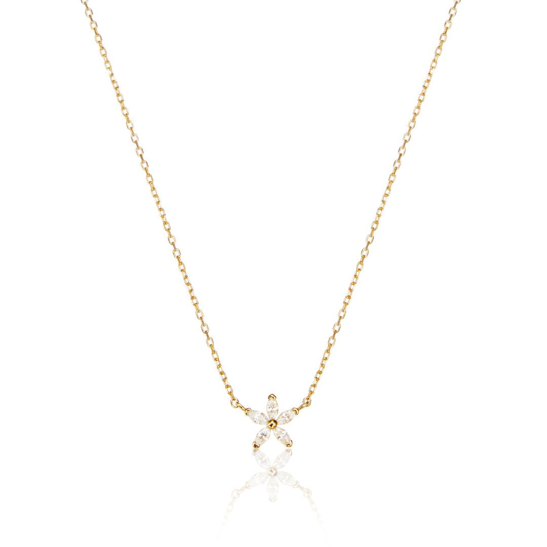 Gold Diamond Style Flower Necklace