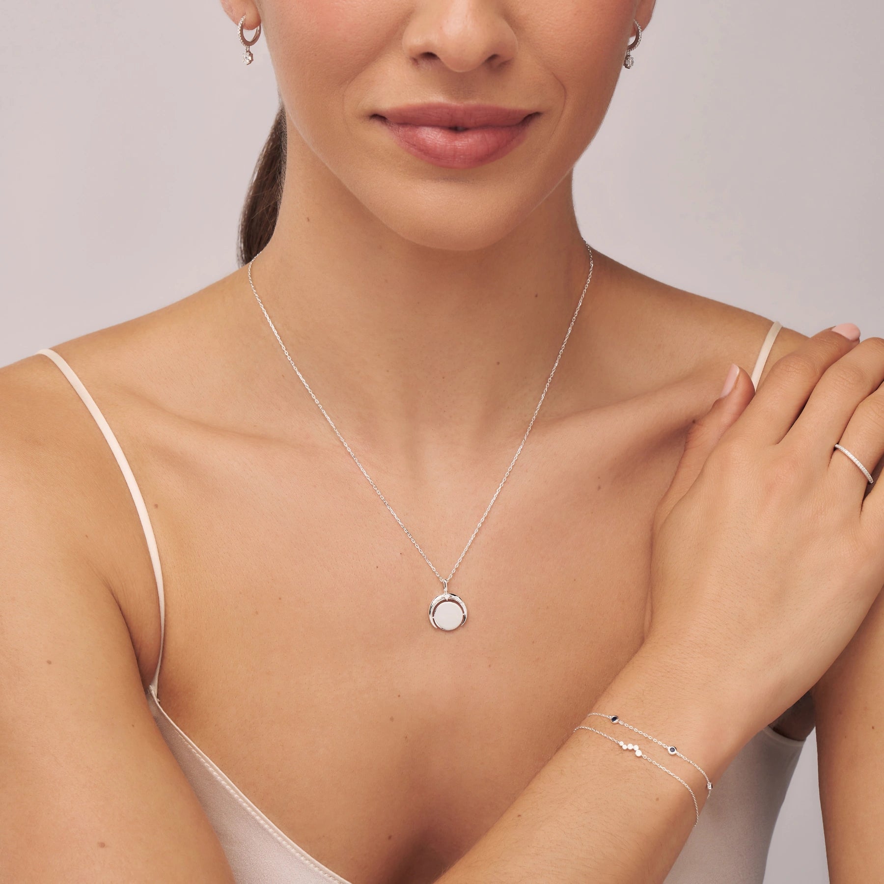 Silver Diamond Style Hexagon Drop Earrings
