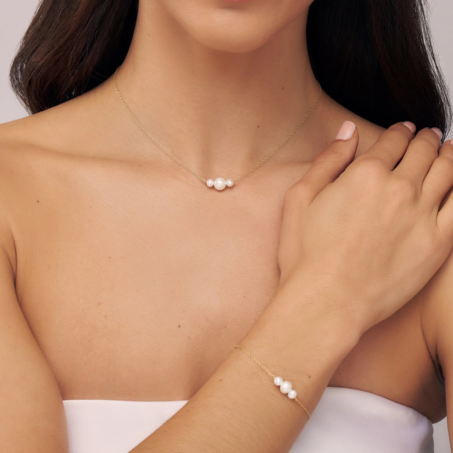 Rose Gold Multi Pearl Cluster Necklace