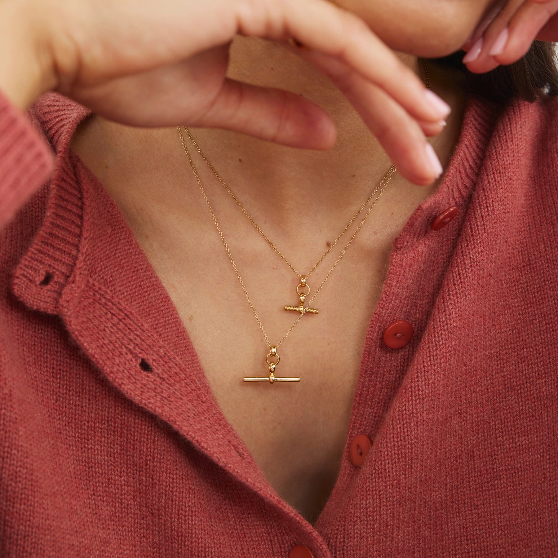 Gold T-Bar Necklace
