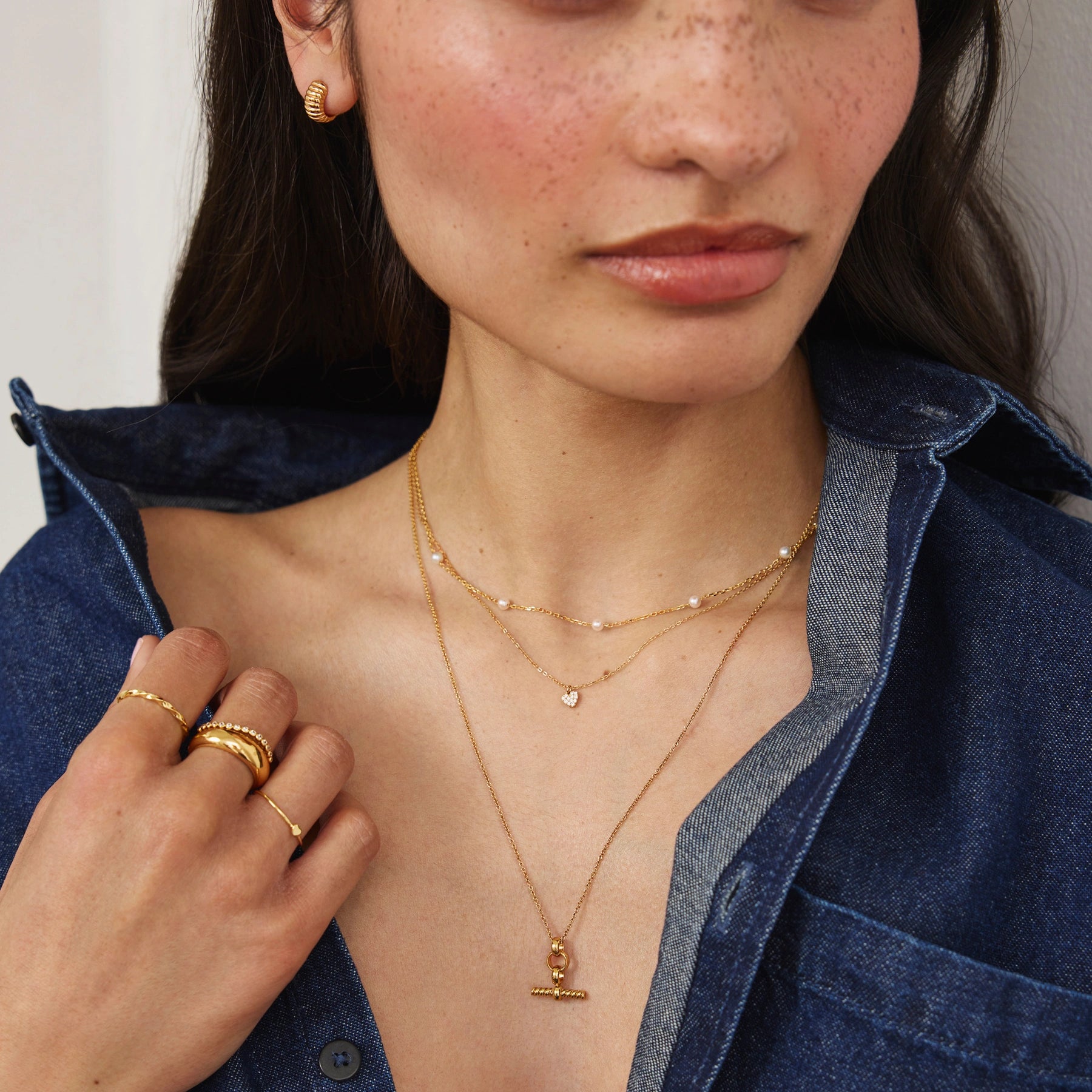 Gold Ribbed Texture Huggie Hoop Earrings