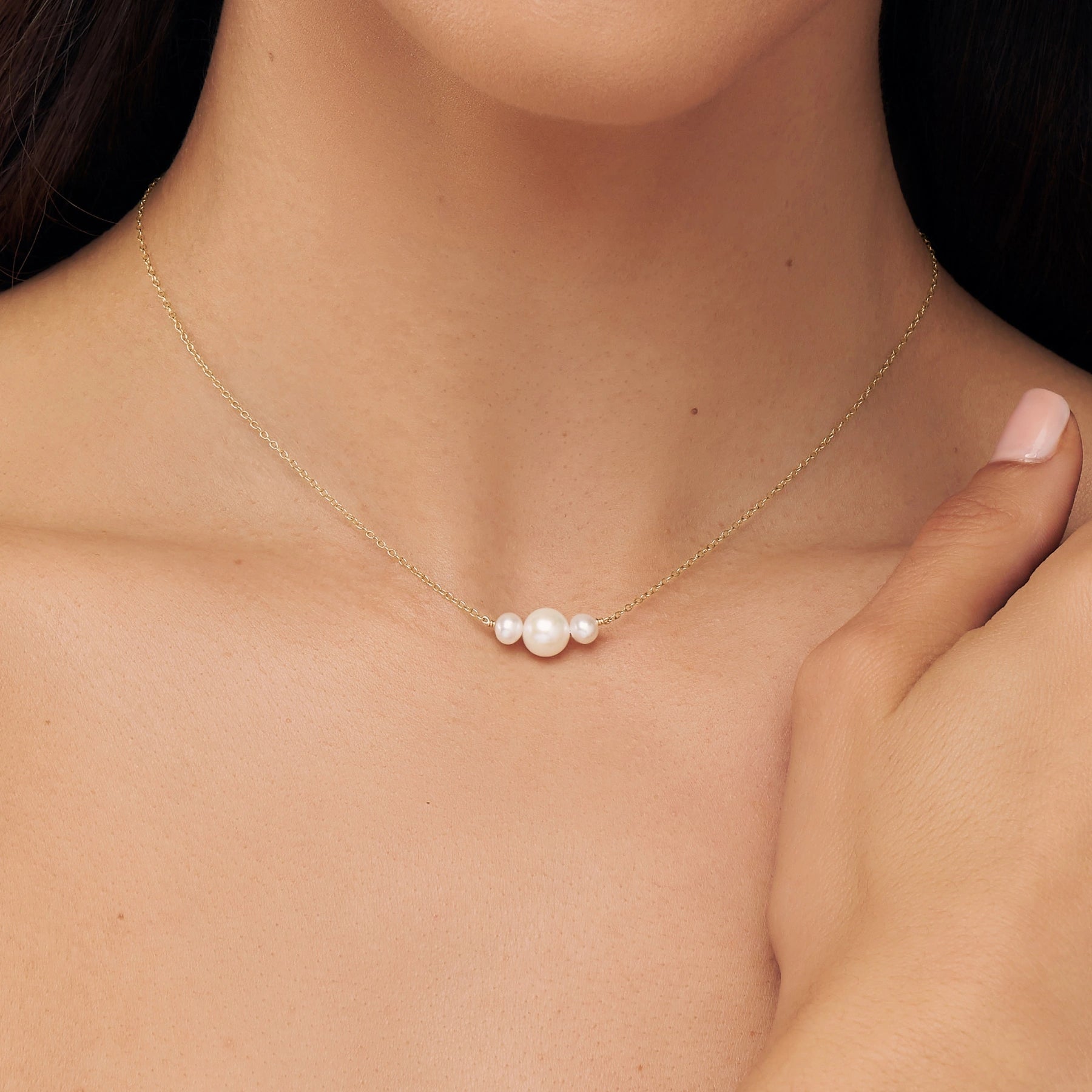 Gold Multi Pearl Cluster Necklace