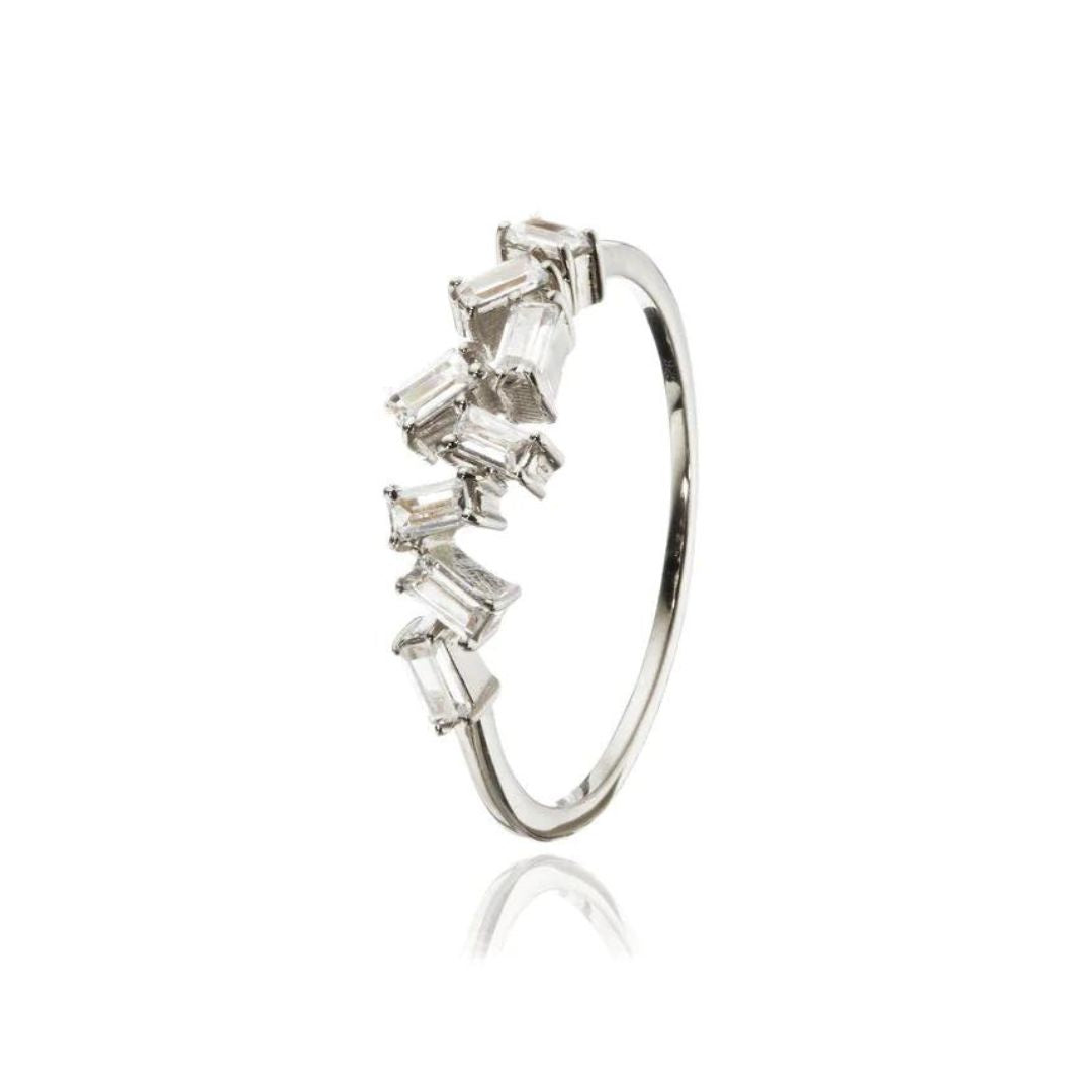 Silver Diamond Style Baguette Ring