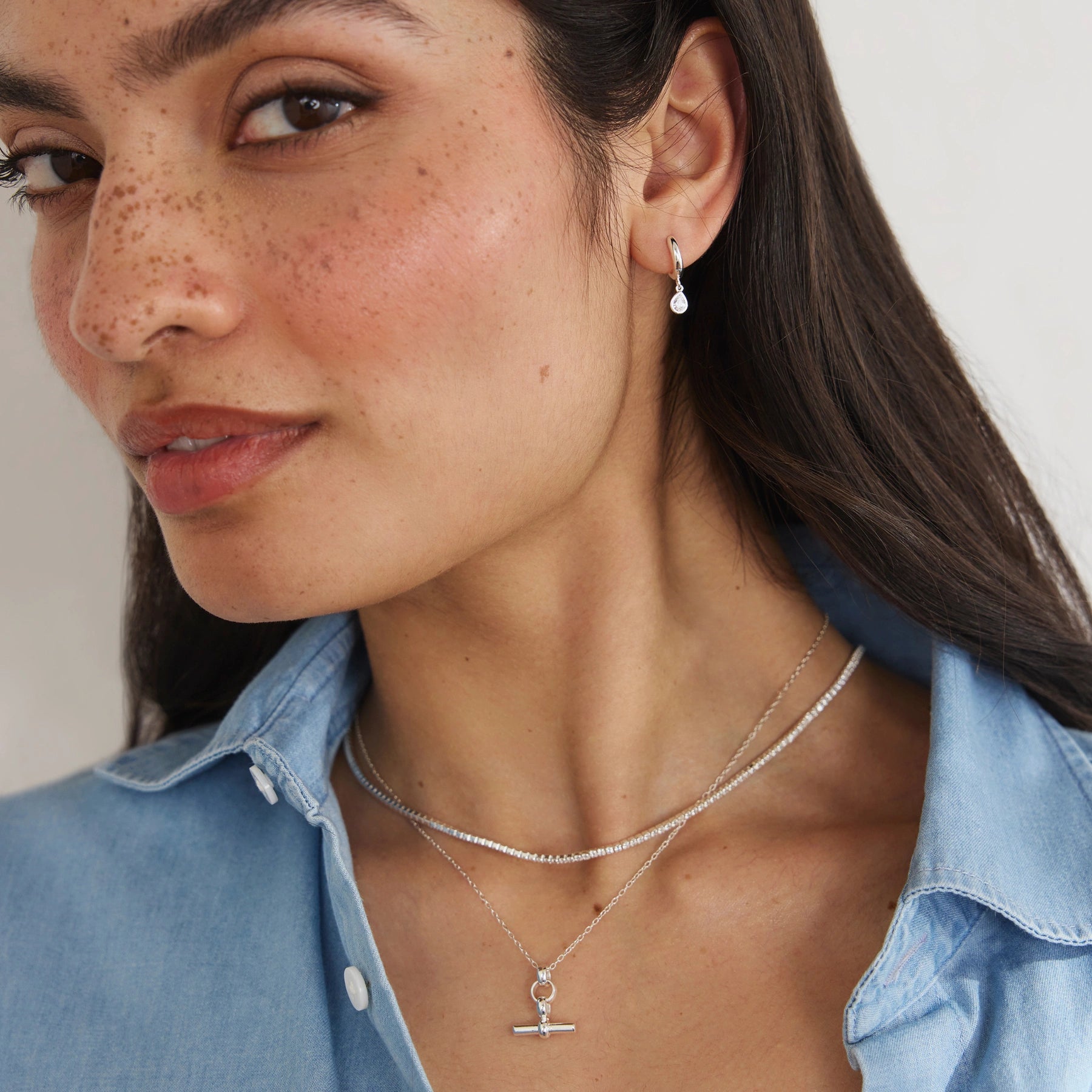 Silver Mini Teardrop Huggie Hoop Earrings