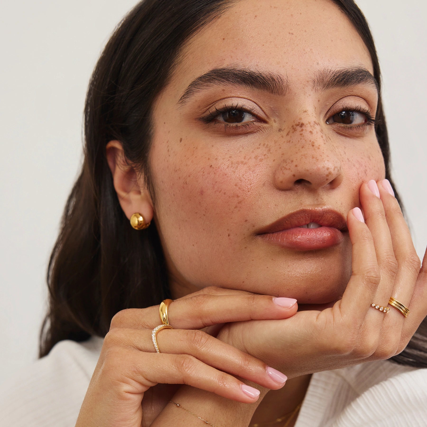 Gold Dome Ball Huggie Hoop Earrings