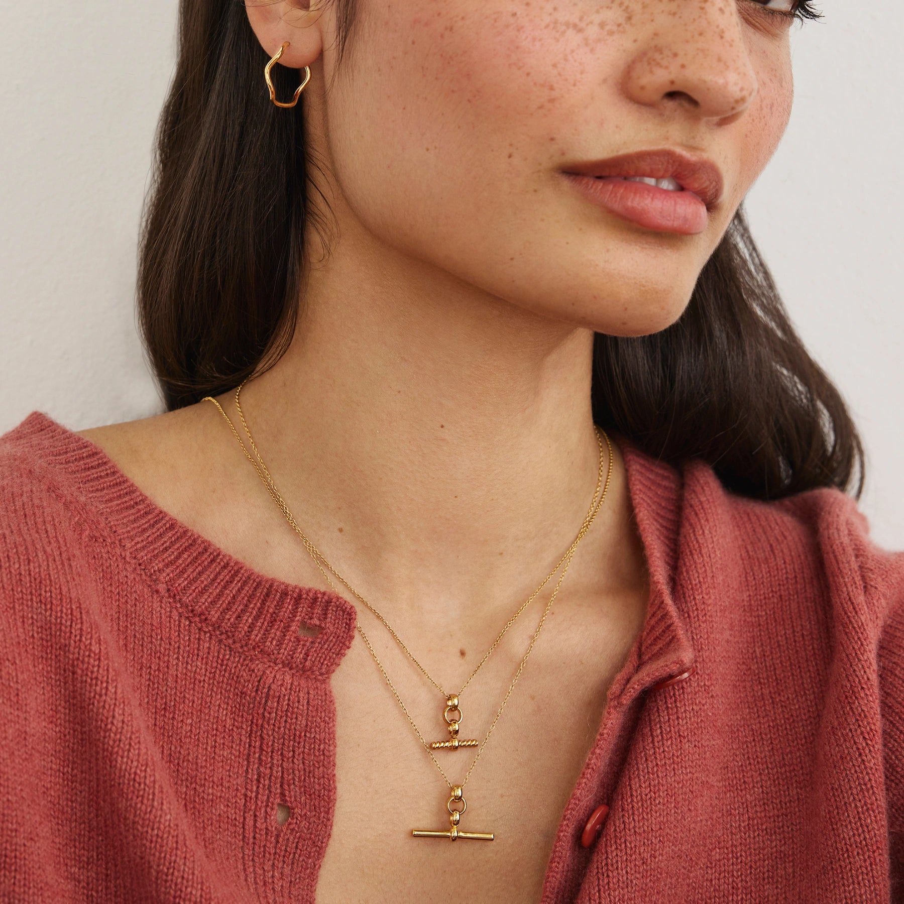 Silver Mini Twisted T-Bar Necklace