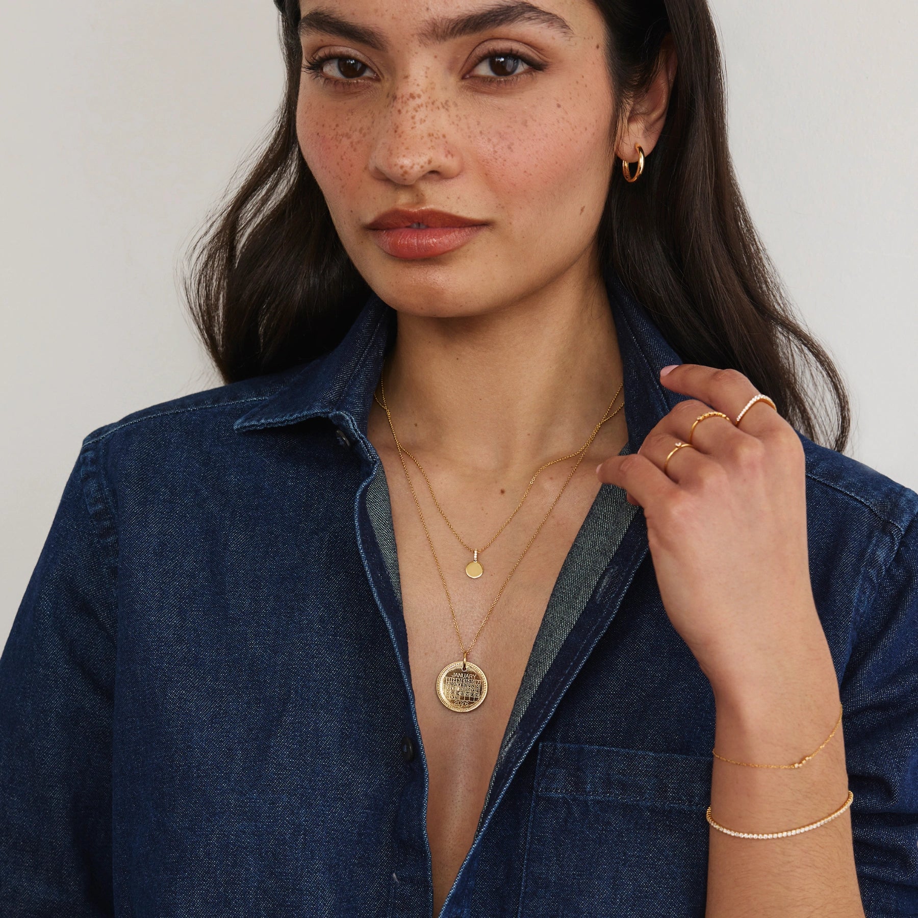 Silver Large Personalised Calendar Rope Disc Necklace