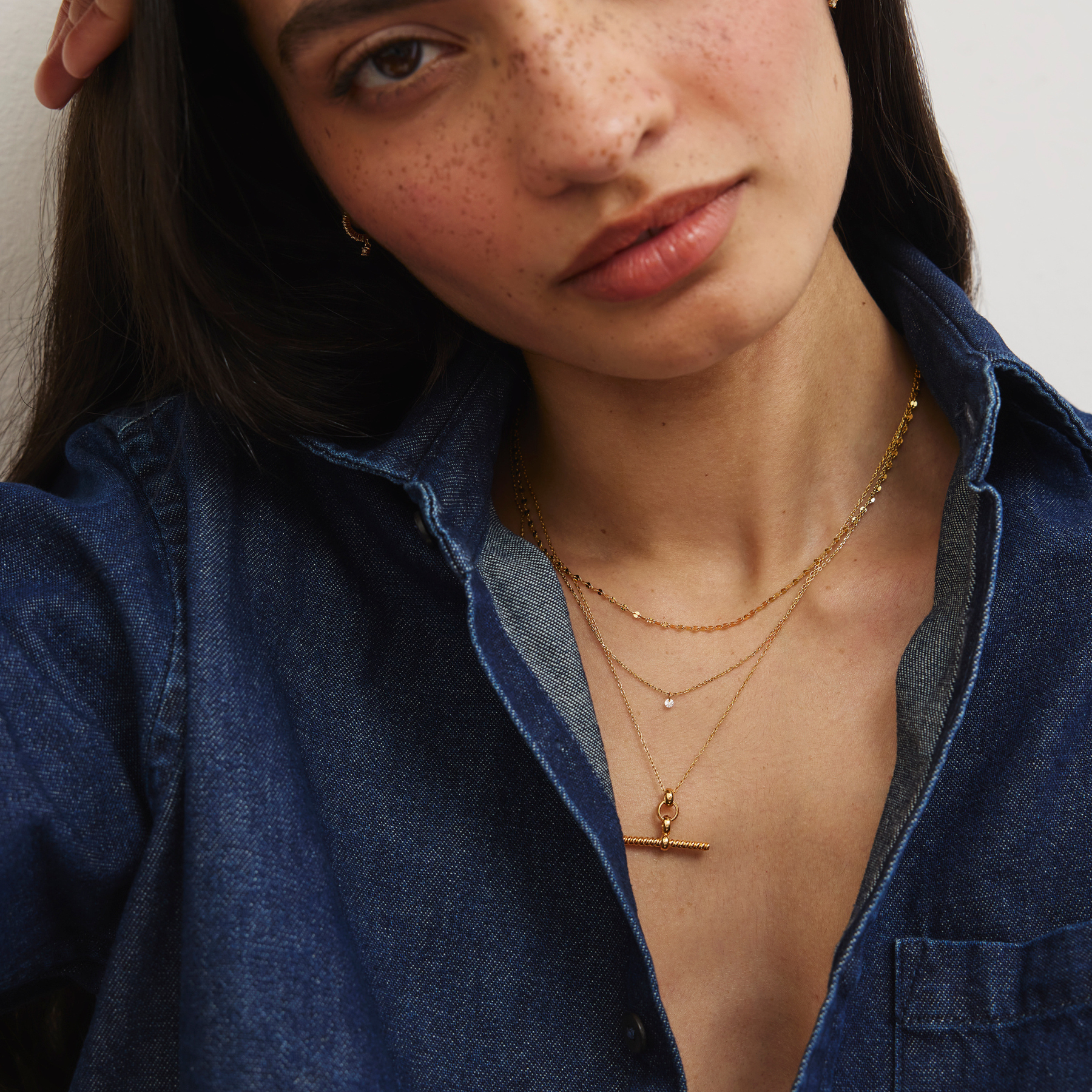 Gold Floating Diamond Style Necklace