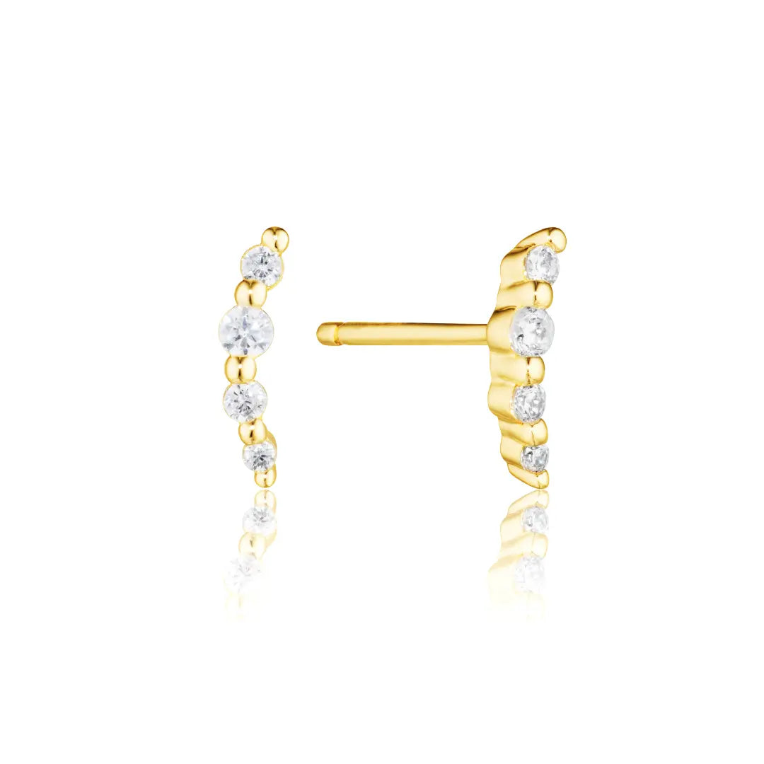Gold Mini Ear Climber Diamond Style Stud Earrings