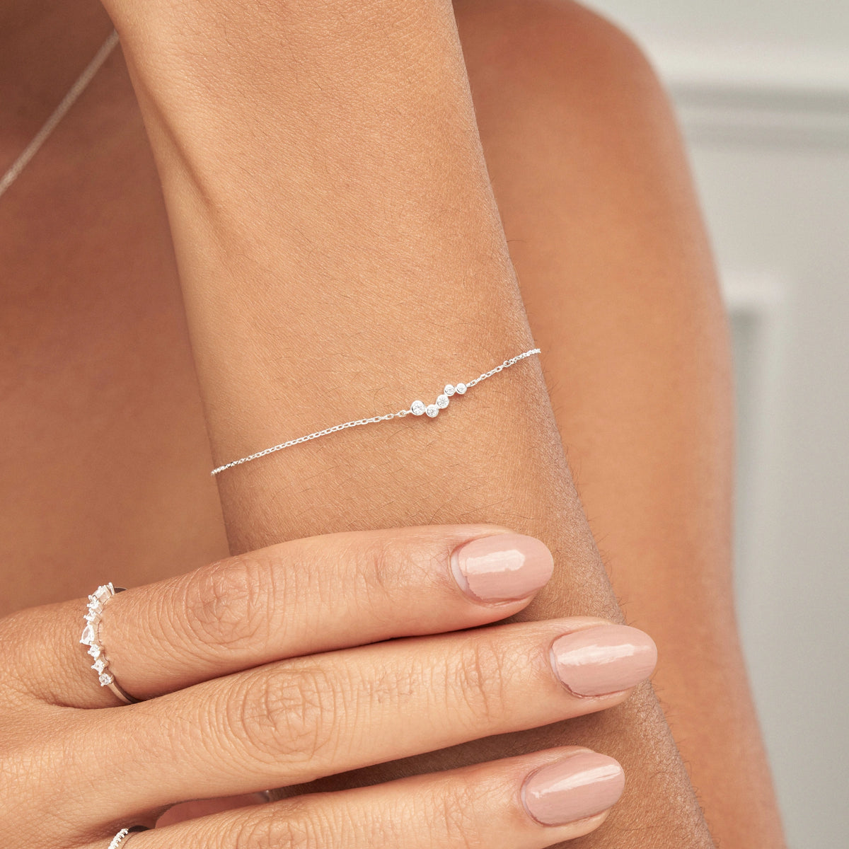 Silver Diamond Style Wave Bracelet
