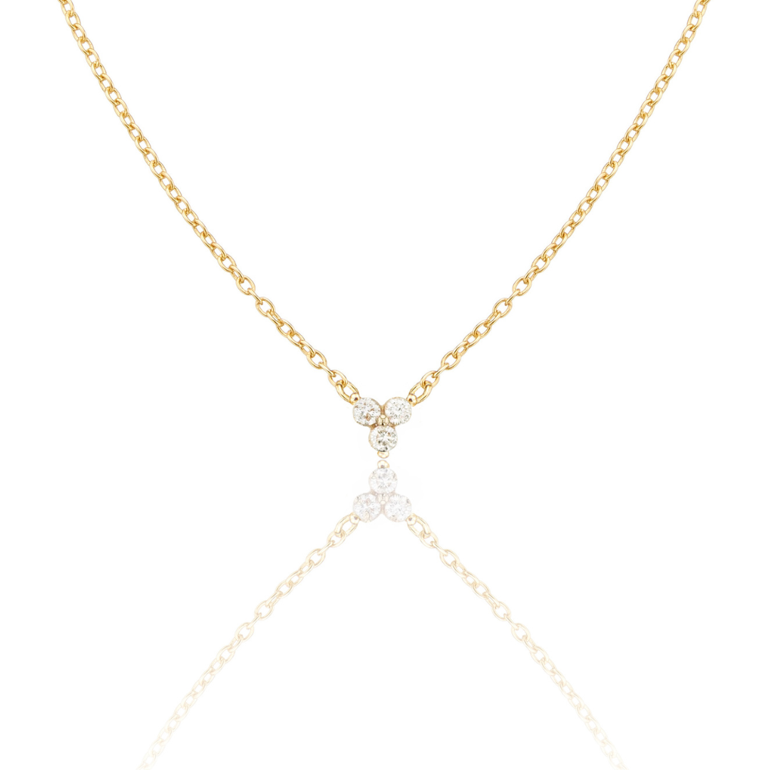 Solid Gold Floating Diamond Cluster Necklace