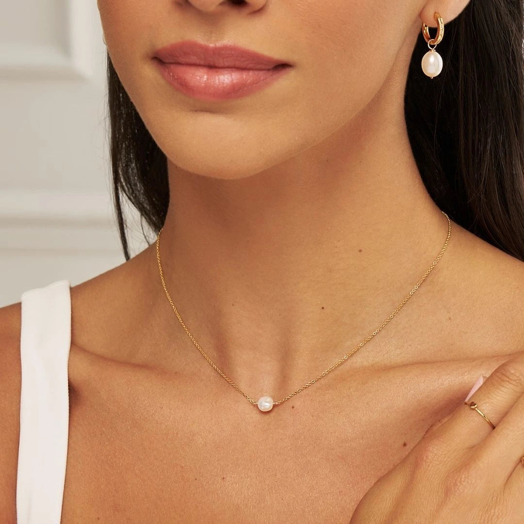 Gold Single Baroque Pearl Choker